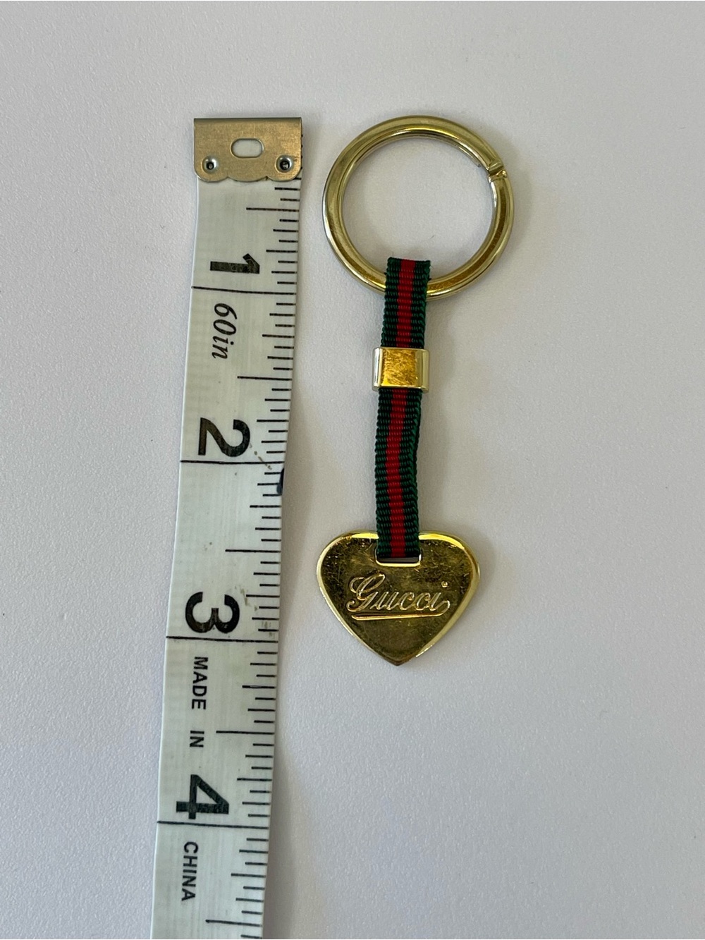 Vintage GUCCI Heart Sherry Line Strap Keychain Bag Charm - Picture 7 of 7